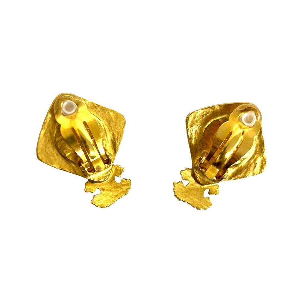 CHANEL Authentic Brown Logo Earrings - Picture 6 of 7